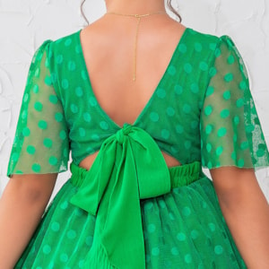 Vestido infantil Tule Poá Verde Rodado