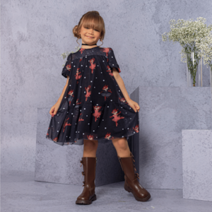 Vestido Infantil Tule Raposa