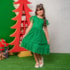 Vestido infantil tule verde poá