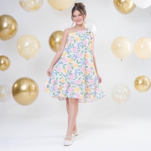Vestido infantil Um Ombro Florido