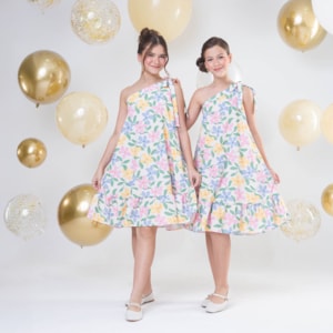 Vestido infantil Um Ombro Florido