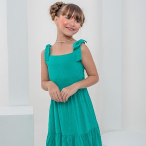 Vestido infantil verde rodado