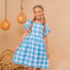 Vestido infantil xadrez azul