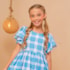 Vestido infantil xadrez azul