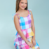 Vestido Infantil Xadrez Azul e Rosa