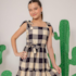 Vestido Infantil Xadrez Preto e Off
