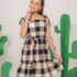 Vestido Infantil Xadrez Preto e Off