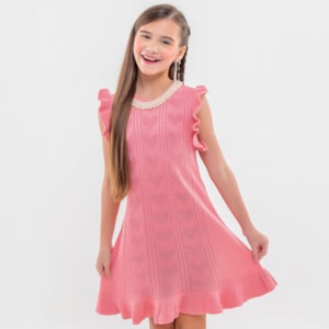 Vestido tricot infantil rosa